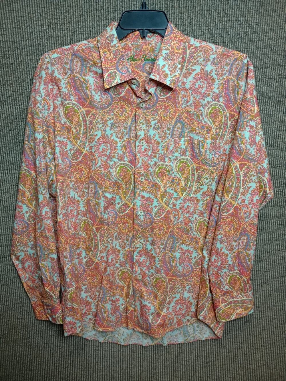 alan Flusser shirt XL Button Up Long Sleeve Paisley Print